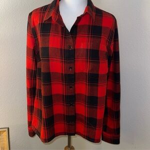 Duluth Trading Co Free Swingin' Flannel Split Tail Untucked Shirt Buffalo Plaid